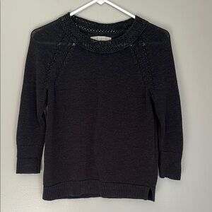 Loft 3/4 Sleeve Black Crew Neck Sweater